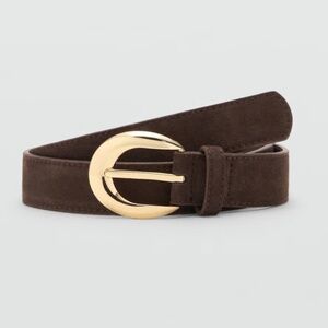 Leather belt with oval buckle Mango S